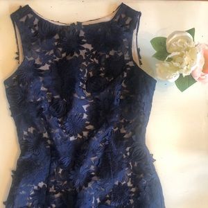 Gorgeous Coast Navy Blue Flower Sheath Dress